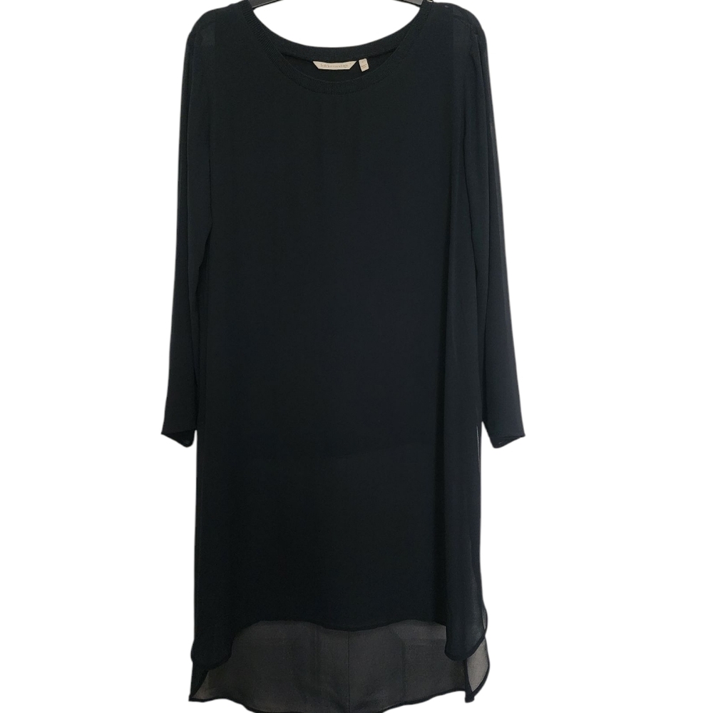 Soft Surroundings Black Long Sleeve Sheer Tunic Lined To Waist SZ Large
